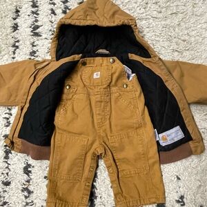 Carhartt Tan Kids Overalls and Jacket